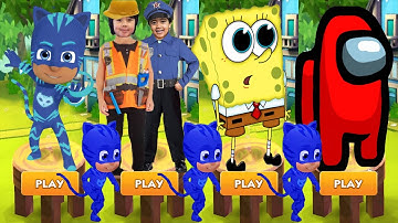 Tag with Ryan PJ Masks Catboy vs Spongebob: Sponge on the Run vs Among Us Rush All Characters Unlock