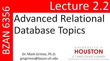 BZAN 6356 Lecture 2.2: Advanced Relational Database Topics