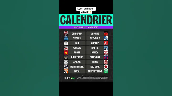 Calendrier 1e journée ligue 1 et ligue 2 ✅