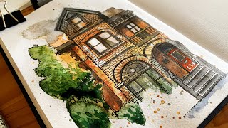 EASY Loose Sketch Technique | Ink & Watercolour
