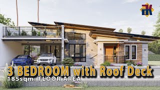 HOUSE DESIGN 3 Bedroom Bungalow with Roof Deck | 185sqm | Exterior & Interior Animation