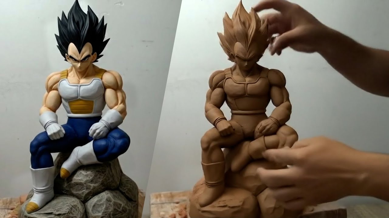 Time-lapse sculpting Vegeta with clay
