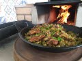 ARROZ COM SUÃ DE PORCO E QUIABO - FEITO NO FOGÃO A LENHA/RICE WITH PORK BACKBONE - CULINÁRIA CAIPIRA