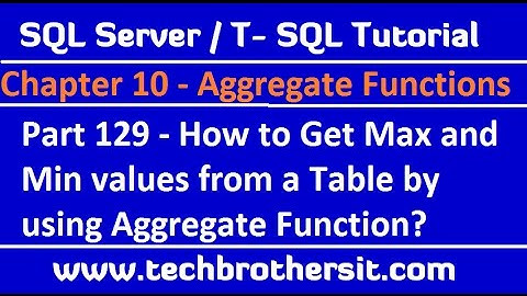 How to Get Max and Min values from a Table by using Aggregate Function - TSQL Tutorial Part 129