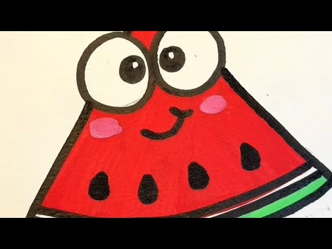 Drawing Watermelon, Pizza, Umbrella, Avocado, Orange juice,,,#art