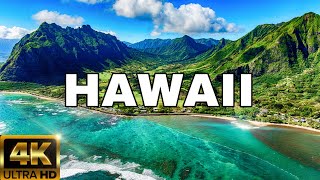 FLYING OVER HAWAII (4K UHD) - AMAZING BEAUTIFUL SCENERY &amp; RELAXING MUSIC
