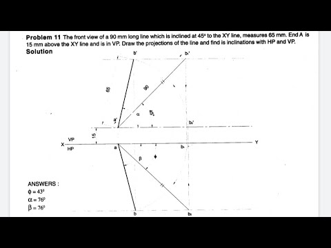 Problem number 11 from Projection of lines in Solid edge software
