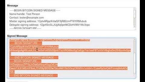 Signing and verifying text with a Bitcoin address and key