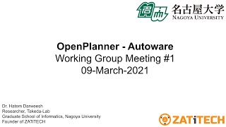 Autoware  - OpenPlanner Working Group Meeting #1