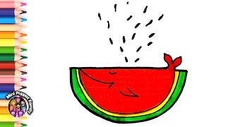 Karpuz Balina Nasıl Çizilir || How To Draw Watermelon Whale Easy For Kids & Toddlers - Easy Drawing