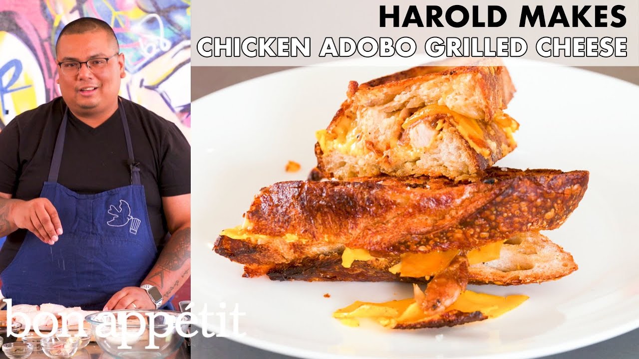 Harold Makes Grilled Cheese with Chicken Adobo   From the Home Kitchen   Bon Apptit
