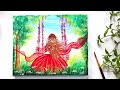 A  GIRL on a Swing Painting Tutorial for Beginners with Step by Step Method and Tips