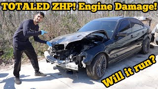 WRECKED BMW ZHP CAN IT BE FIXED? WILL IT RUN? Part 1
