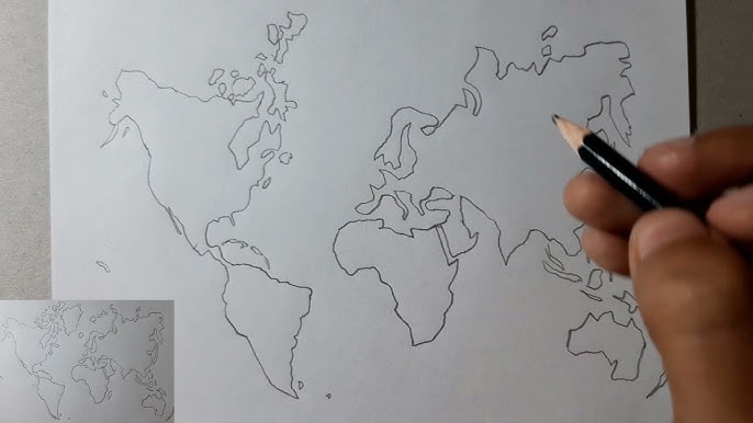 Dibujos de mapas 3/4 - Cómo dibujar un mapamundi, globo terraqueo, mapa del  mundo, planeta tierra 