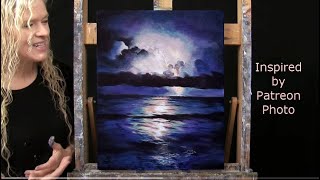 Learn How to Draw & Paint with Acrylics LIGHTNING SEASCAPEEasy Beginner LessonPaint & Sip at Home