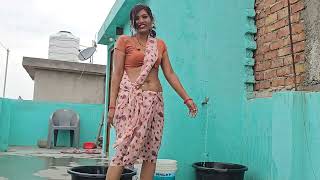 Low Saree Saree Vlog Desi Saree Vlog Navel Washing Clothes Vlog Saree