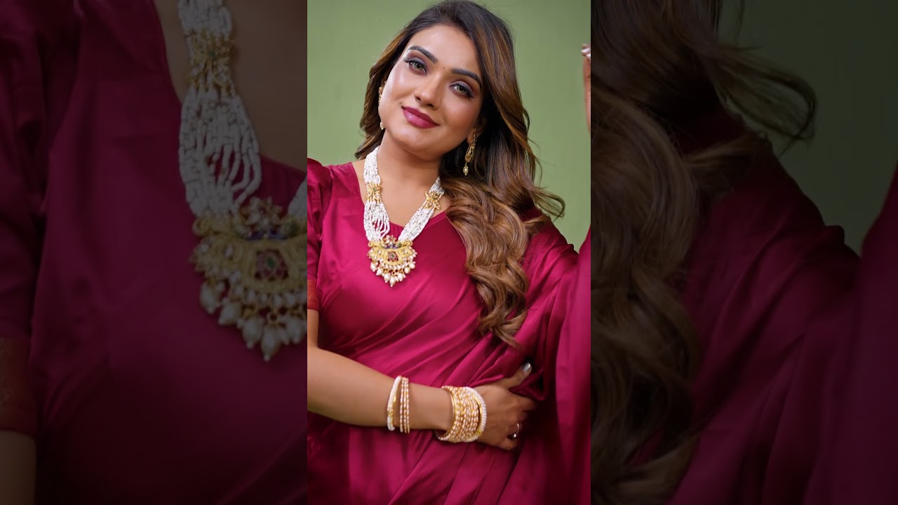 Maroon Soft Satin Silk Saree