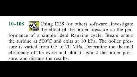Using EES (or other) software, investigate the effect of the boiler pressure on the performance of a