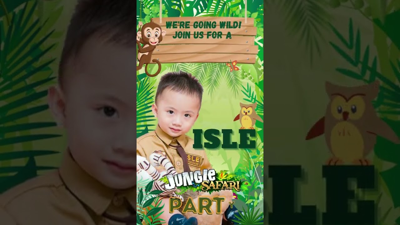 Safari Birthday Theme Digital Video Invitation