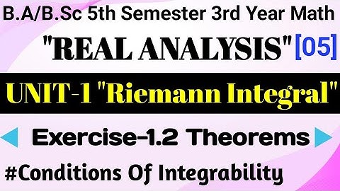 Theorem Based On Conditions Of Integrability Riemann Integral|Real Analysis Math BSc5thSem|Lecture-5