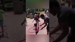 Father is helping daughter to enjoy hula hoop | Watch the cuteness #shorts