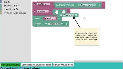 Blockly/Text2Code Introduction 4: Input and Text Concatenation