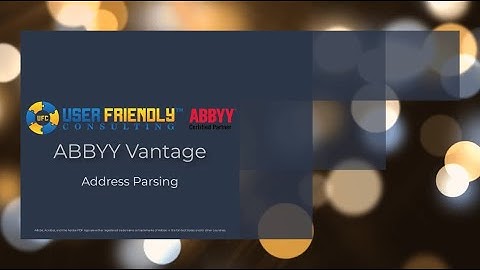 ABBYY Vantage Video – Address Parsing