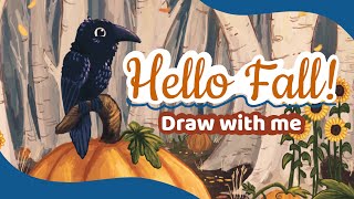 Welcoming Fall🍁Draw with me || New notebook cover!🌻Digital Speedpaint