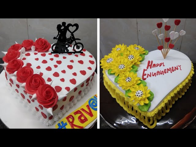 Happy Engagement Cake With Couple Ring and Your Name