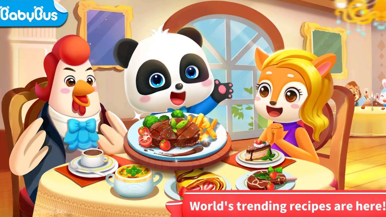 🎯🚩BABY PANDA🐼 COOKING RESTAURANT(1) ️ KIDS GAMES | BABY BUS | CARTOON ...