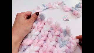 Fluffige Babydecke häkeln mit Schlaufenwolle / Fingerwolle