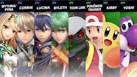 Mythra/Pyra, Lucina Corrin and Byleth VS Random Green Team (Super Smash Bros Ultimate)