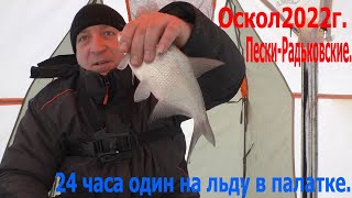 Оскол 2022г.Пески-Радьковские.24 часа один на льду в палатке.Дождался клева подлещика.