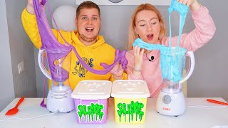 :       / MYSTERY BOX SLIME IN A BLENDER CHALLENGE //  