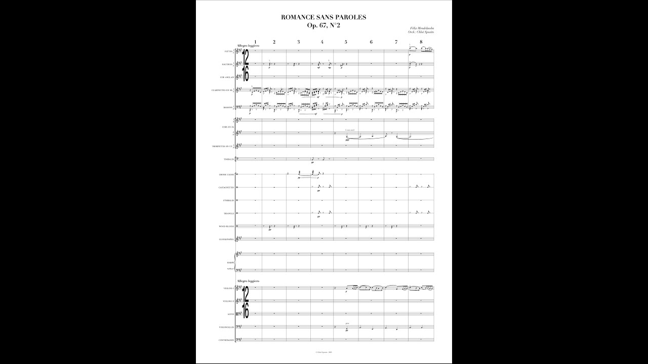 Romance Sans Paroles Op. 67 n°2 - Félix Mendelssohn - Orchestre Symphonique
