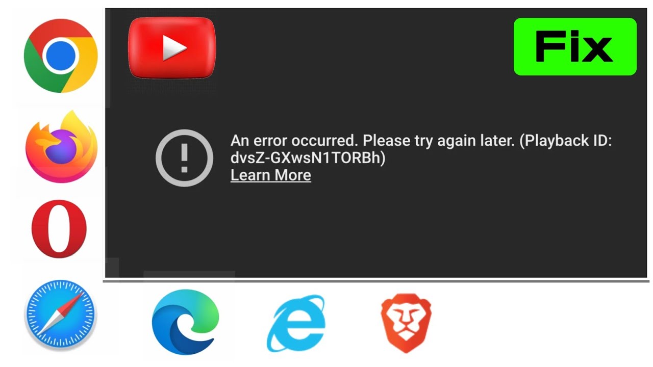 HOW TO FIX AN ERROR OCCURRED PLEASE TRY AGAIN LATER PLAYBACK ID YOUTUBE ...