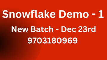 Snowflake Data Engineering Demo Videos | New Batch Dec 23rd 2025