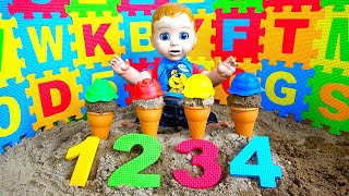 Baby doll learn Colors and numbers with Sand molds