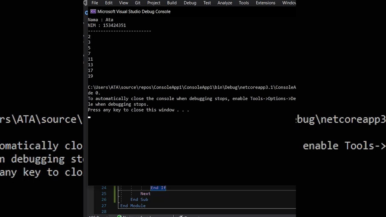5. VB Console | Bilangan Prima - YouTube
