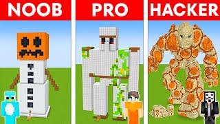 Noob Vs Pro Vs Hacker Em Statue House Build Challenge In Minecraft
