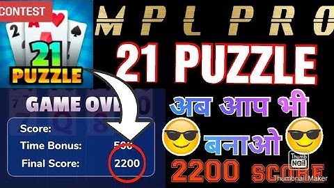 Mpl 21 puzzle tricks 2200 score gameplay🔥only tricks🔥