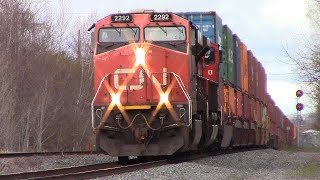 Friendly Crew on Extra Stack Train 407 at Marsh Junction - Approaching Moncton Gordon Yard