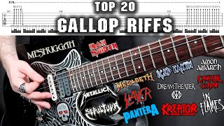 TOP 20 GALLOP GUITAR RIFFS | With Tabs