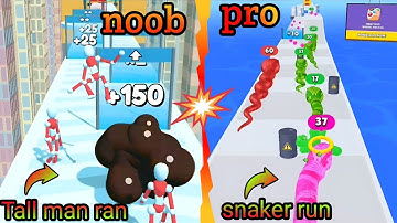 Extreme enjoyable Tall Man Run VS Snake Run - noob vs pro vs hacker vs King | run race  game | Snake