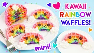 How to Make MINI Kawaii Rainbow Waffles!