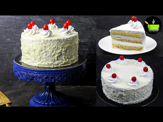 Eggless White Forest Cake Recipe | White Forest Cake Recipe | Eggless Baking Without Oven | Cake | She Cooks
