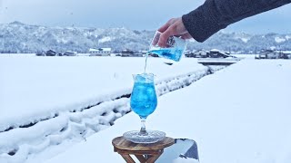 【旅するクリームソーダ 】雪積もる町で作る青いクリームソーダ 【新潟県南魚沼市】