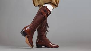 Cambridge Womens Edwardian Bicycle Boots by American Duchess
To Buy: https://www.americanduchess.com/collections/october-2021-pre-order
We must admit the Edwardians had serious style when it came to sporting attire. Our Cambridge Edwardian Bicycle Boots echo this past panache with glorious leather paired with flexible cotton twill canvas, quick-lacing, and double straps at the top. Weve based the Cambridges on several pairs of original bicycle boots from the early 20th century, but updated for modern comfort, width, and durability. These boots arent just for cycling, too. Wear them with bloomers, breeches, knickers, or skirts of any length for historical, vintage, historybounding, or modern attire.
As a lace-up boot, Cambridge Boots are very adjustable for a wide variety of ankle and calf measurements. The top of the Cambridge Boots do reach the calf muscle, and weve designed this area to be particularly adjustable for a broad range.
Calf Size Range - 14.5 - 20 in / 36.8 - 50.8 cm
Ankle circumference - 9 - 13 in / 22.8 - 32.5 cm
Boot height (does not include heel) - 13.75 in / 34.9 cm
Shop our Website:
http://www.americanduchess.com
Get social with us!
Instagram: http://www.instagram.com/americanduchess
Facebook: http://www.facebook.com/AmericanDuchess
Blog: http://blog.americanduchess
Dont forget to subscribe! ❤ Cambridge Womens Edwardian Bicycle Boots by American Duchess