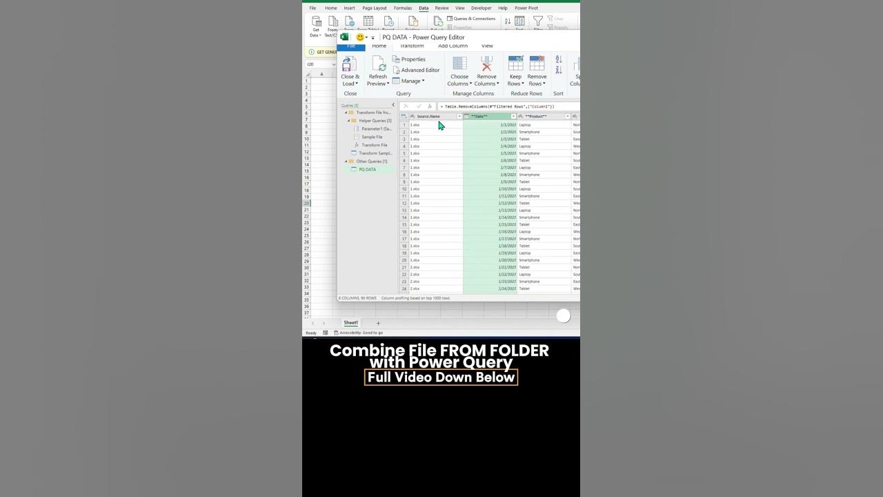Power Query Combine Multiple Excel Files from Folder - YouTube