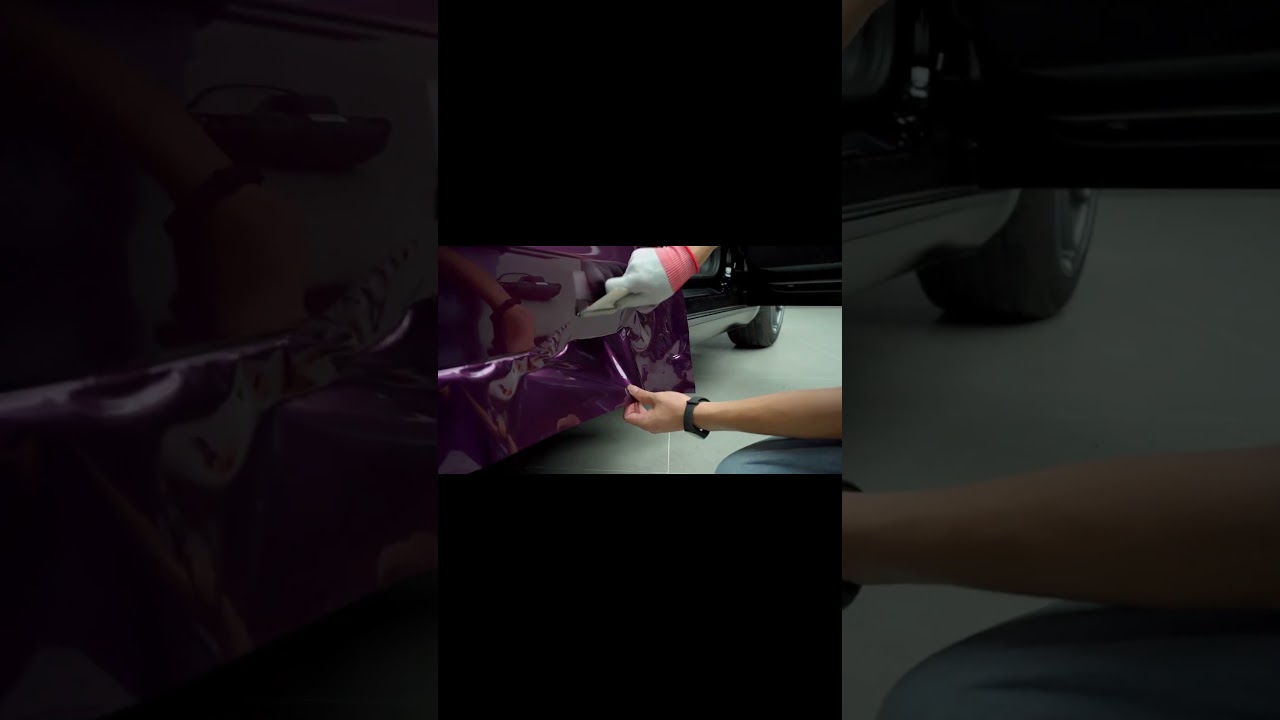 Use NEW PRODUCT to wrap a Tesla's door. 